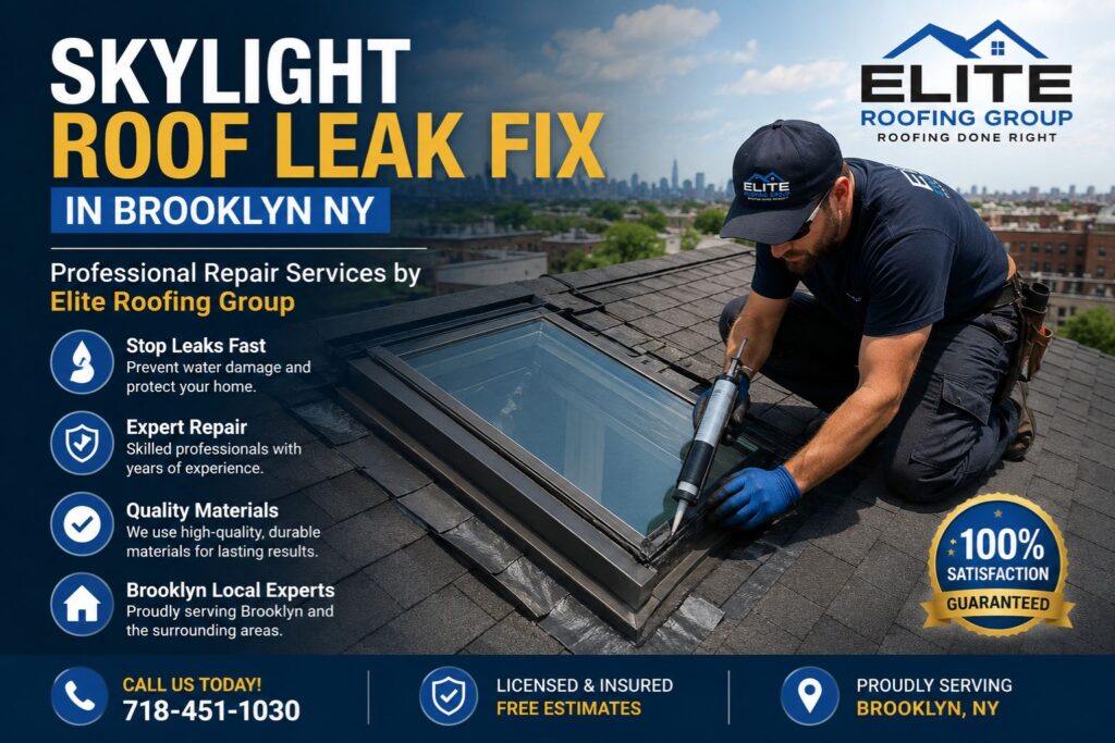 Skylight roof leak fix in Brooklyn NY